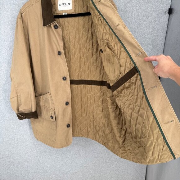 Orvis Mens Classic Barn Canvas Field Coat Jacket Size XXL Tan Chore Quilted Line - Picture 4 of 16